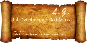 Lövenberger Gajána névjegykártya